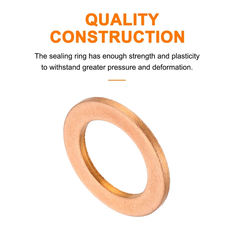 52 Pcs Flat Copper Washers, 13x20x1.5mm Copper Flat Sealing Crush Ring Washers