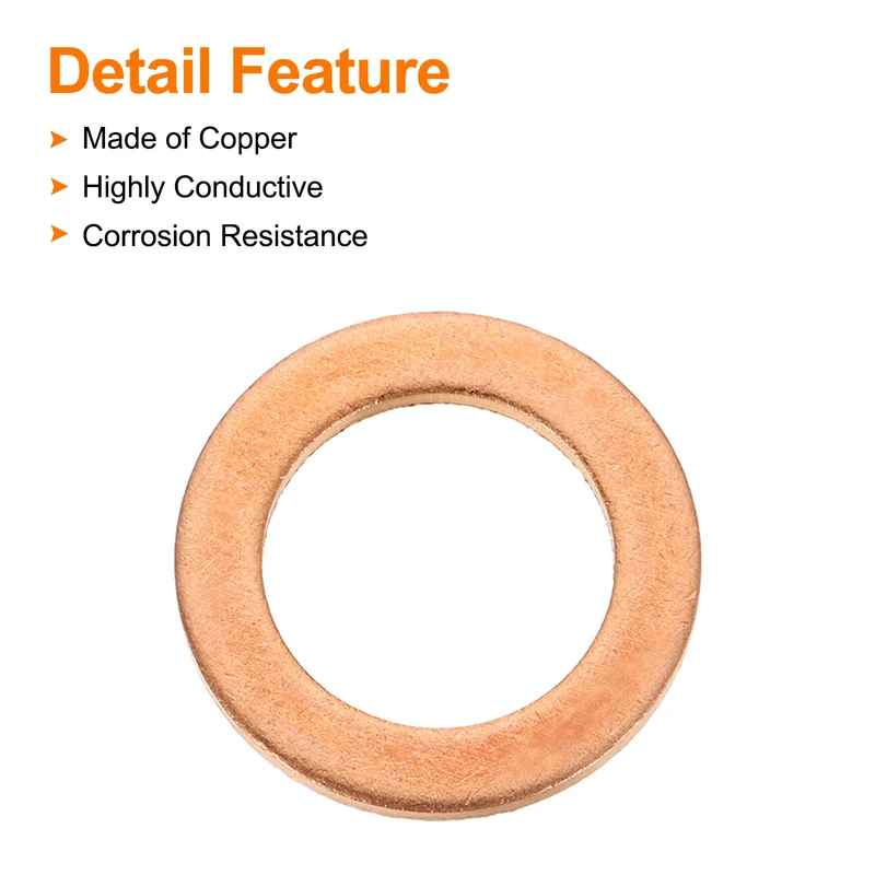 52 Pcs Flat Copper Washers, 13x20x1.5mm Copper Flat Sealing Crush Ring Washers
