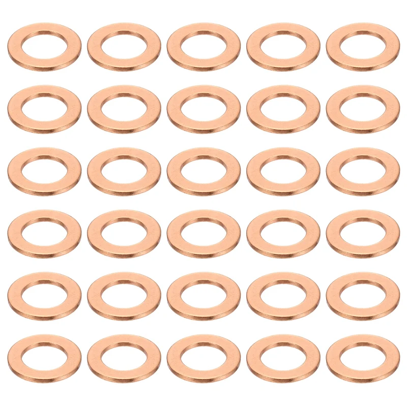 52 Pcs Flat Copper Washers, 12x20x1.5mm Copper Flat Sealing Crush Ring Washers