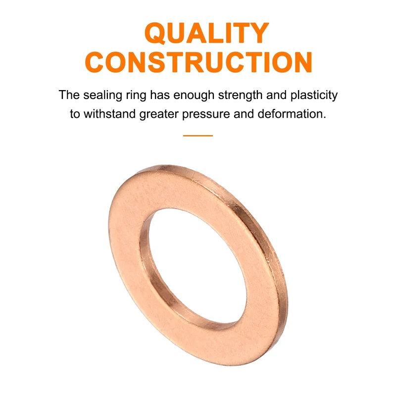 52 Pcs Flat Copper Washers, 12x20x1.5mm Copper Flat Sealing Crush Ring Washers