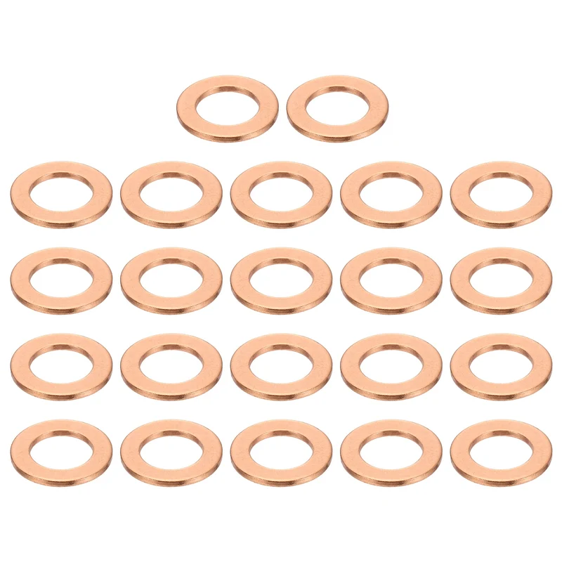 22 Pcs Flat Copper Washers, 12x20x1.5mm Copper Flat Sealing Crush Ring Washers