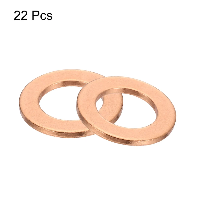22 Pcs Flat Copper Washers, 12x20x1.5mm Copper Flat Sealing Crush Ring Washers