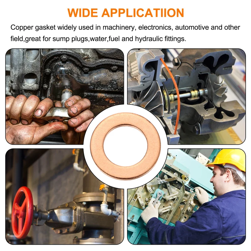 22 Pcs Flat Copper Washers, 12x20x1.5mm Copper Flat Sealing Crush Ring Washers
