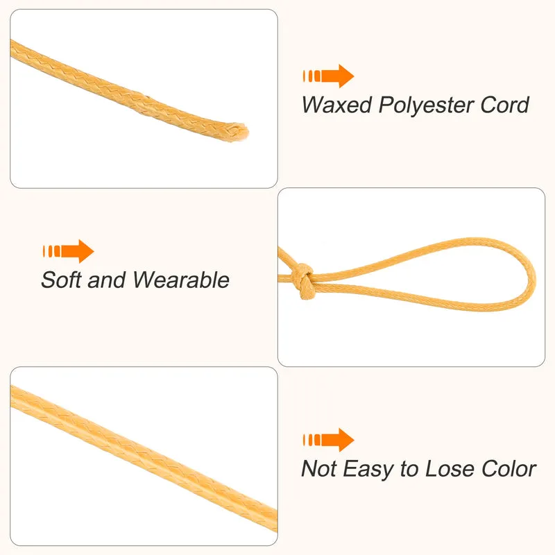 Yellow 2mm Waxed Cord 87 Yard Wax Bead Thread String for Jewelry Making