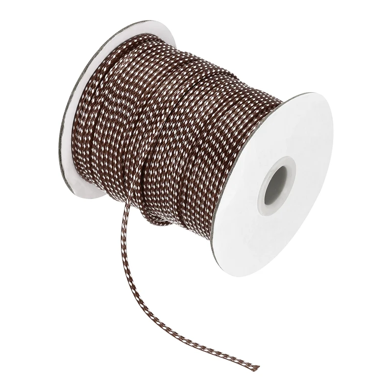 Waxed Cord 2mm Waxed Thread 87 Yard Wax String Leather Cord (Coffee/White)