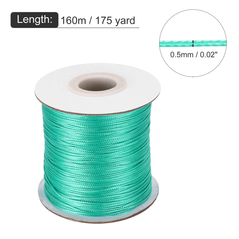 Cyan 0.5mm Waxed Cord 175 Yard Wax Bead Thread String for Jewelry