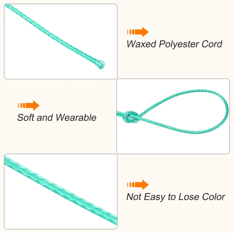 Cyan 0.5mm Waxed Cord 175 Yard Wax Bead Thread String for Jewelry