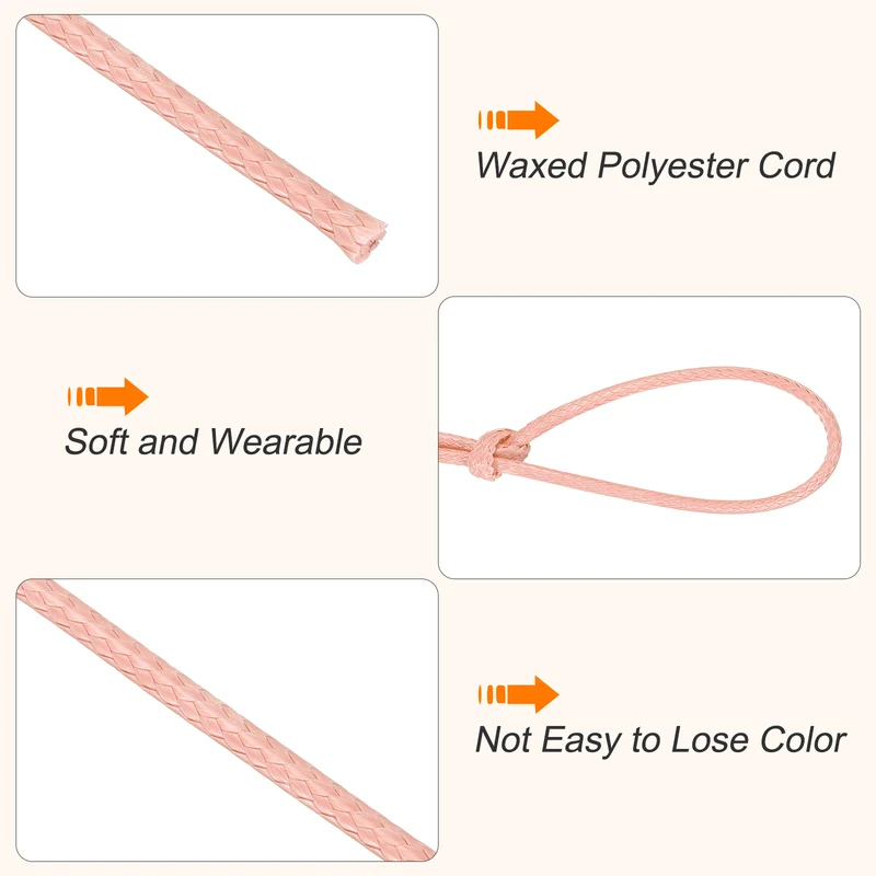 Waxed Cord 2mm Waxed Thread 87 Yard Wax String Leather Cord (Korean Pink)