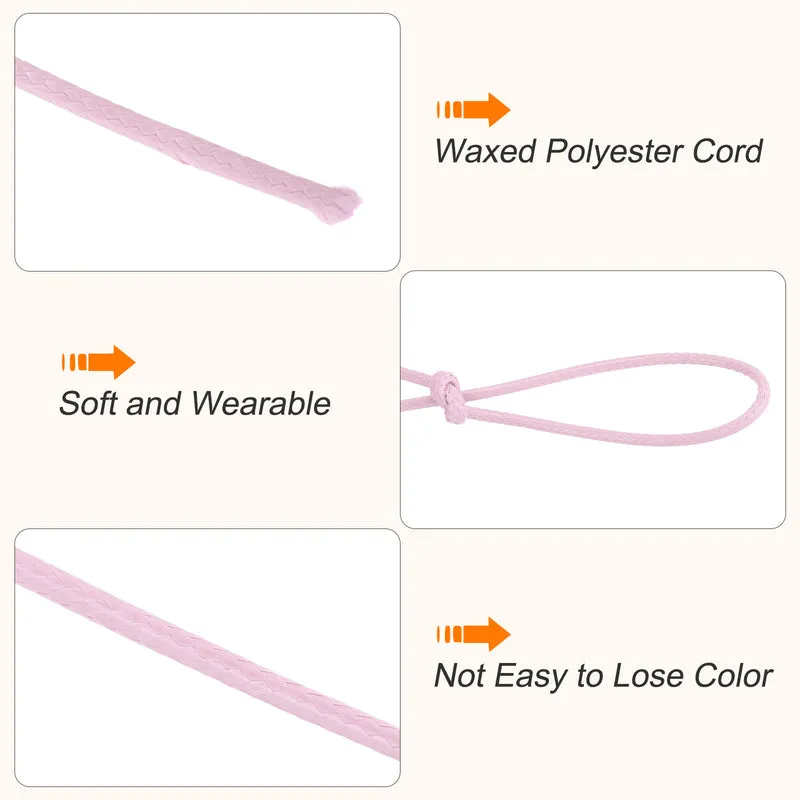Light Pink 0.5mm Waxed Cord 175 Yard Wax Bead Thread String for Jewelry Making