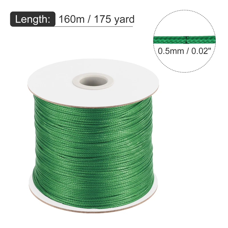 Dark Green 0.5mm Waxed Cord 175 Yard Wax Bead Thread String for Jewelry Making