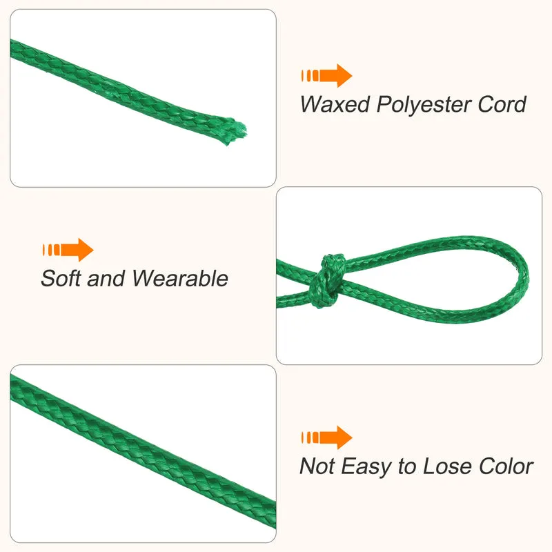 Dark Green 0.5mm Waxed Cord 175 Yard Wax Bead Thread String for Jewelry Making