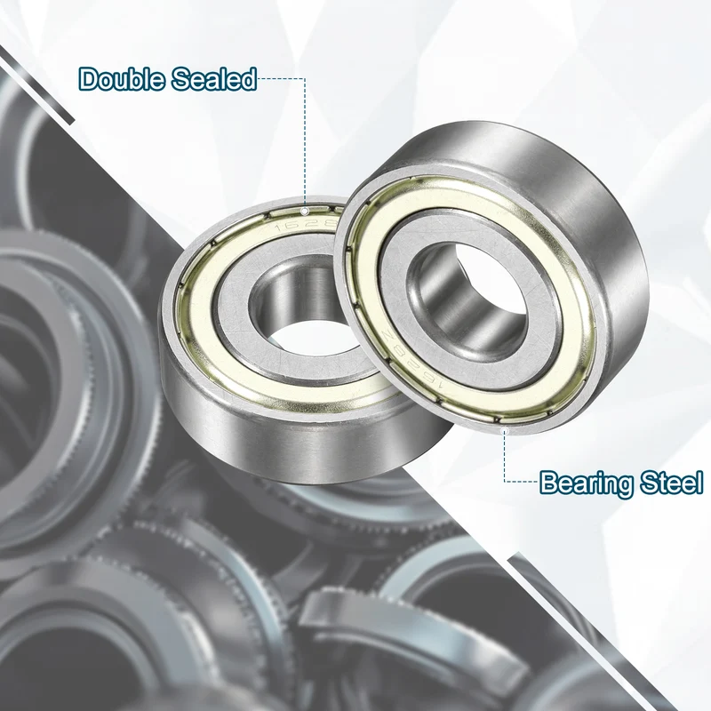 1628ZZ Deep Groove Ball Bearing, 3pcs, 5/8" x 1-5/8" x 1/2", Z2 Sealed Bearing