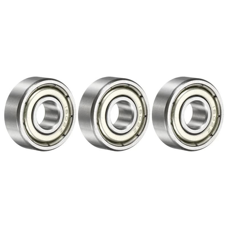 1602ZZ Deep Groove Ball Bearing, 3pcs, 1/4" x 11/16" x 1/4", Z2 Sealed Bearing