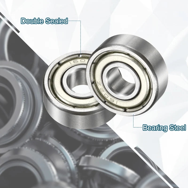 1602ZZ Deep Groove Ball Bearing, 3pcs, 1/4" x 11/16" x 1/4", Z2 Sealed Bearing
