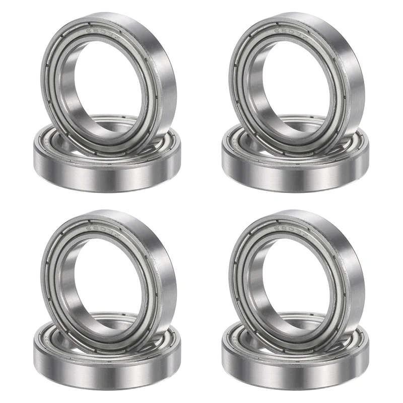 8Pcs 6803ZZ 17mmx26mmx5mm Metal Shielded Deep Groove Ball Bearing, Silver