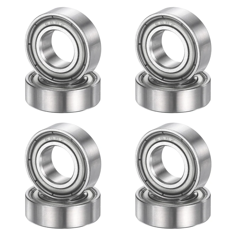 8Pcs 688ZZ 8mmx16mmx5mm Metal Shielded Deep Groove Ball Bearing, Silver