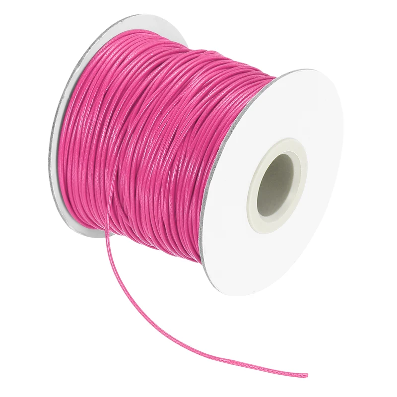 Waxed Cord 1mm Waxed Thread 87 Yard Wax String Leather Cord (Dark Pink)