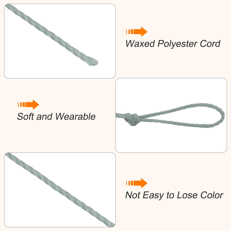 Waxed Cord 0.45mm Waxed Thread 87 Yard Wax String Leather Cord (Silver Gray)