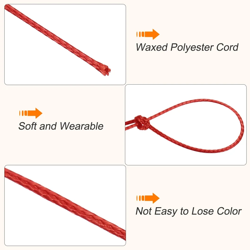 Red 0.5mm Waxed Cord 175 Yard Wax Bead Thread String for Jewelry