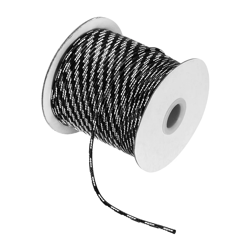 Waxed Cord 2mm Waxed Thread 87 Yard Wax String Leather Cord (White/Black)