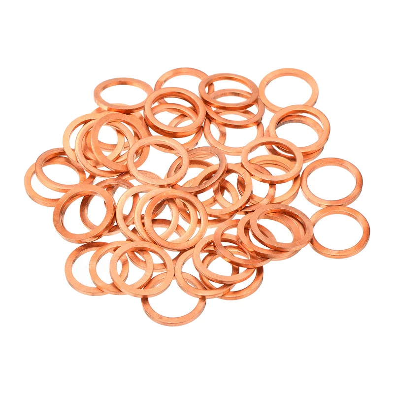 52 Pcs Flat Copper Washers 12x16x1.5mm Copper Flat Sealing Ring Washers
