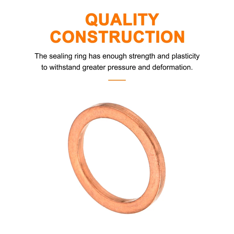 52 Pcs Flat Copper Washers 12x16x1.5mm Copper Flat Sealing Ring Washers