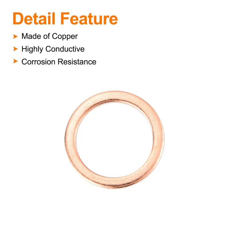 22 Pcs Flat Copper Washers 12x16x1mm Copper Flat Sealing Ring Washers