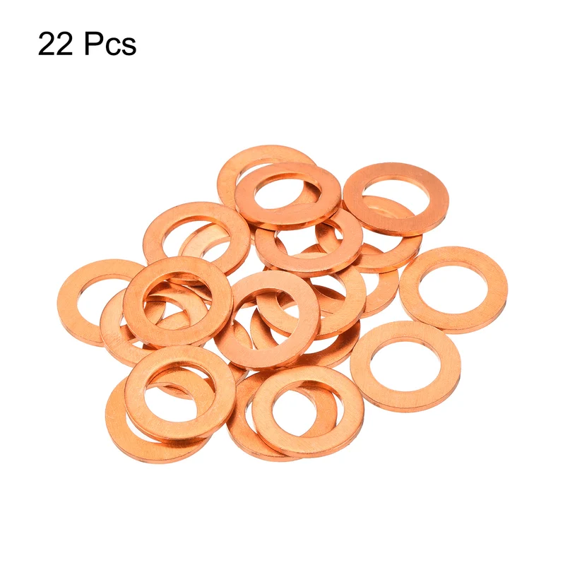22 Pcs Flat Copper Washers 11x18x1.5mm Copper Flat Sealing Ring Washers