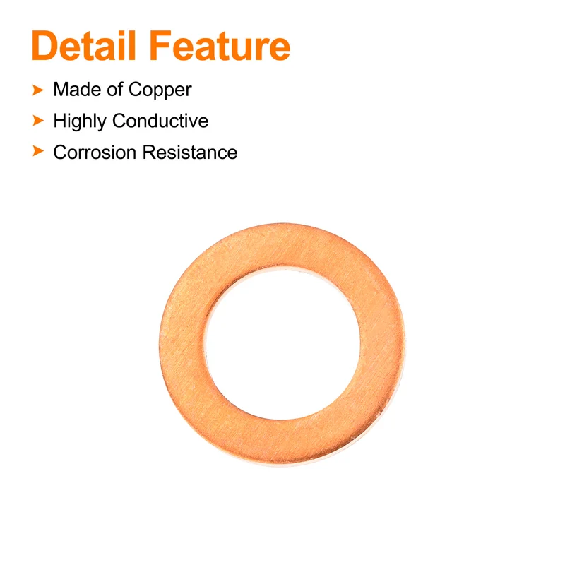 22 Pcs Flat Copper Washers 11x18x1.5mm Copper Flat Sealing Ring Washers