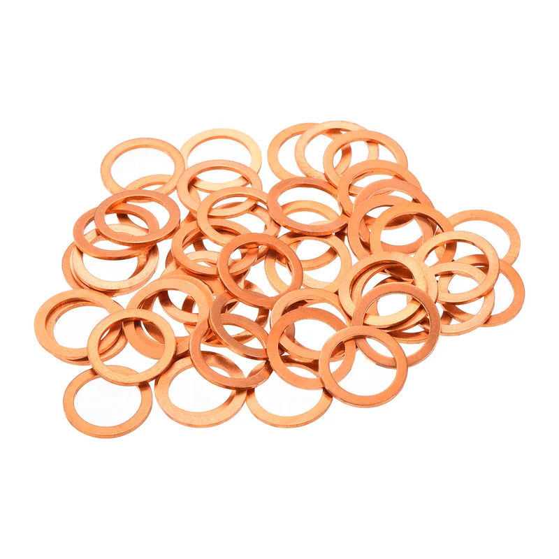 52 Pcs Flat Copper Washers 11x15x1mm Copper Flat Sealing Ring Washers