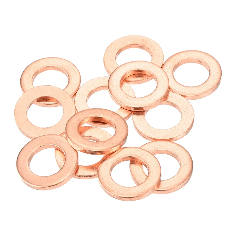 12 Pcs Flat Copper Washers 10x18x2mm Copper Flat Sealing Ring Washers