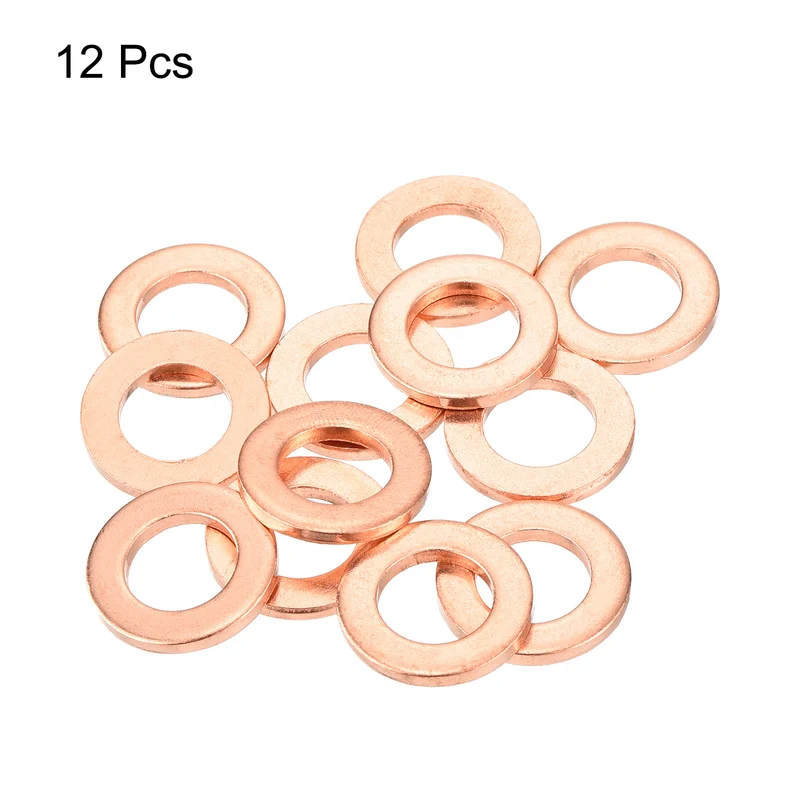 12 Pcs Flat Copper Washers 10x18x2mm Copper Flat Sealing Ring Washers