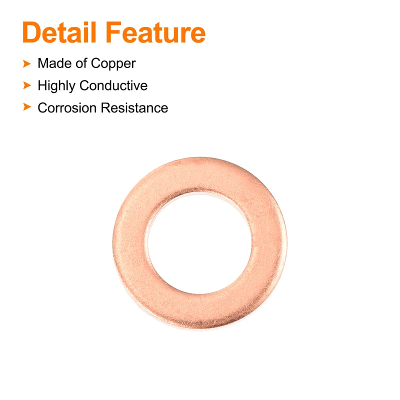 12 Pcs Flat Copper Washers 10x18x2mm Copper Flat Sealing Ring Washers