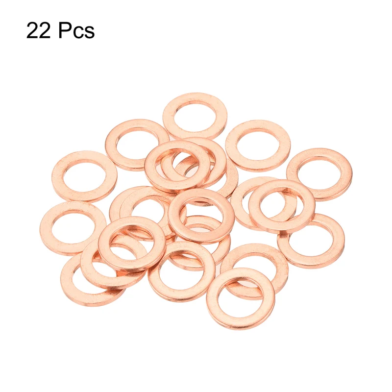 22 Pcs Flat Copper Washers 10x16x1.5mm Copper Flat Sealing Ring Washers