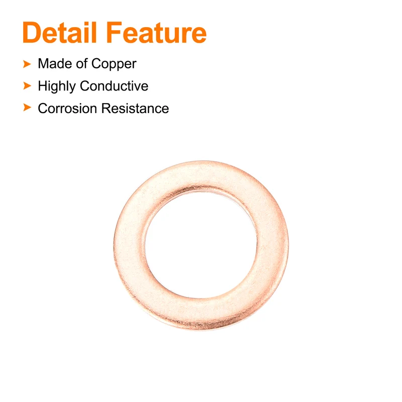 22 Pcs Flat Copper Washers 10x16x1mm Copper Flat Sealing Ring Washers