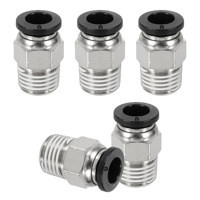 5 Pcs NPT Male 8mm Tube OD x 1/4" NPT Thread Push to Connect Fittings, Black