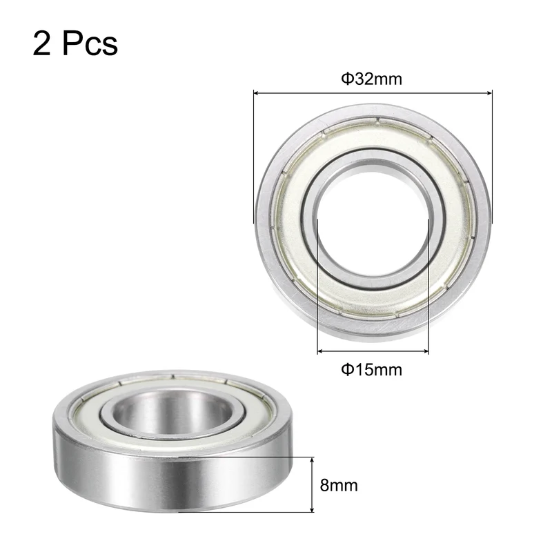 16002-2Z Deep Groove Ball Bearings15x32x8mm Metal Cover 2PCS