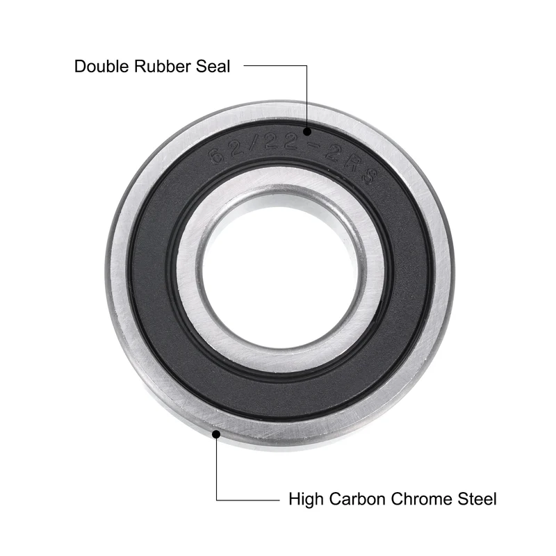 Deep Groove Ball Bearings 62/22-2RS,22x50x14 Rubber Seal Bearings 2 PCS