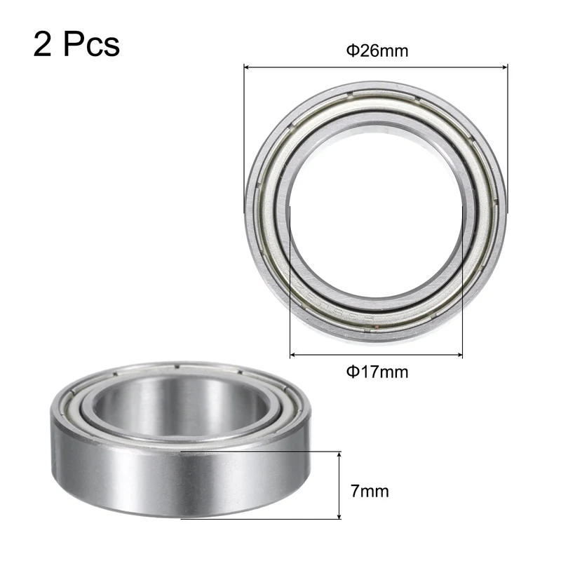 Deep Groove Ball Bearings 63803ZZ, ID 17mm x OD 26mm x Width 7mm Double Metal Seal Bearings, High Speed Sealed Bearing Chrome Steel (2 PCS)
