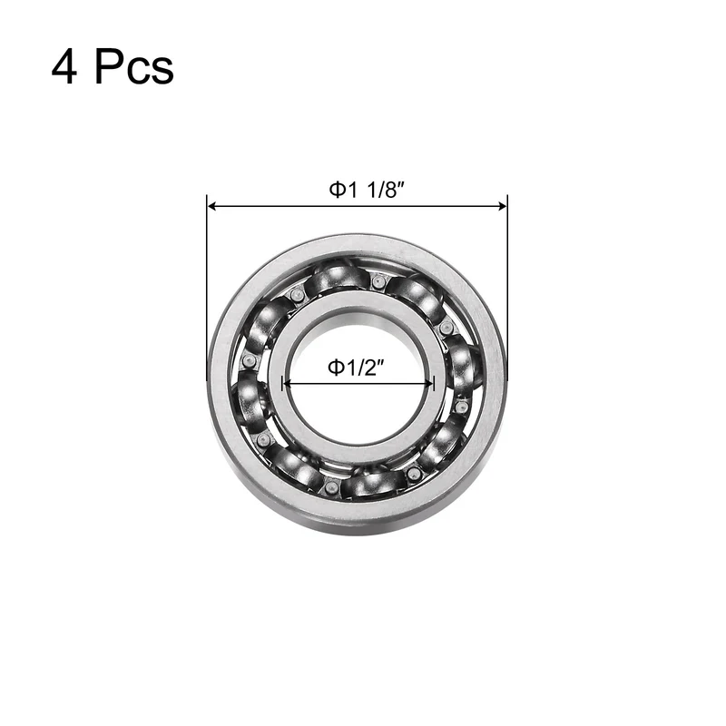 4pcs R8 Deep Groove Ball Bearing 1/2" x 1 1/8" x 1/4" Chrome Steel Bearings