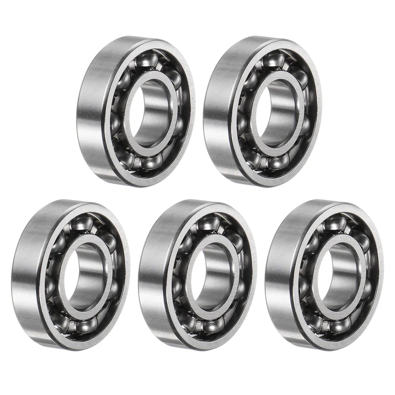R6 Deep Groove Ball Bearing, 5pcs 3/8" x 7/8" x 7/32" Open Type Chrome Steel Bearings
