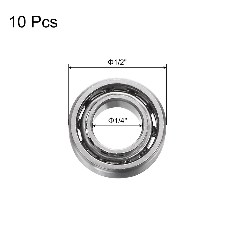 R188 Deep Groove Ball Bearing, 10pcs 1/4" x 1/2" x 3/16" Open Type Chrome Steel Bearings