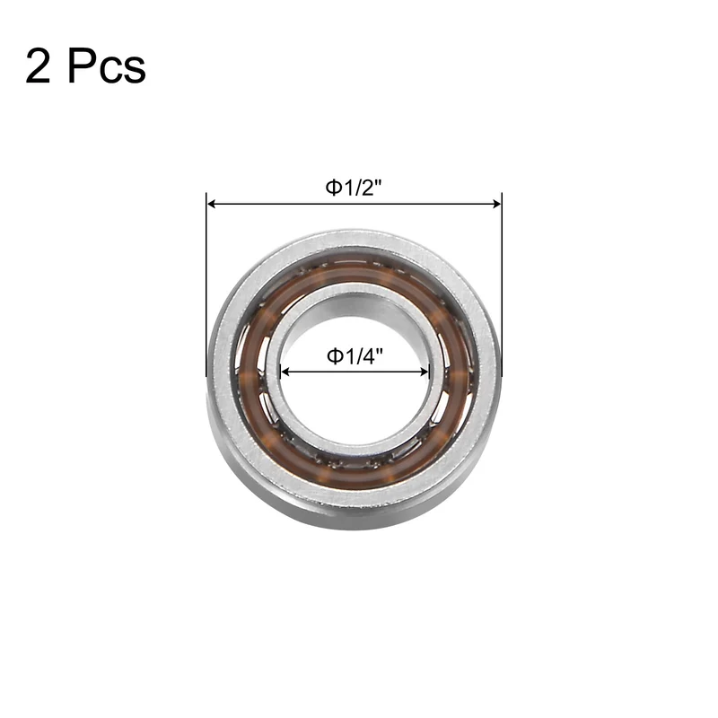 R188 Deep Groove Ball Bearing, 2pcs 1/4" x 1/2" x 3/16" Open Type Chrome Steel Bearing with Nylon Cage