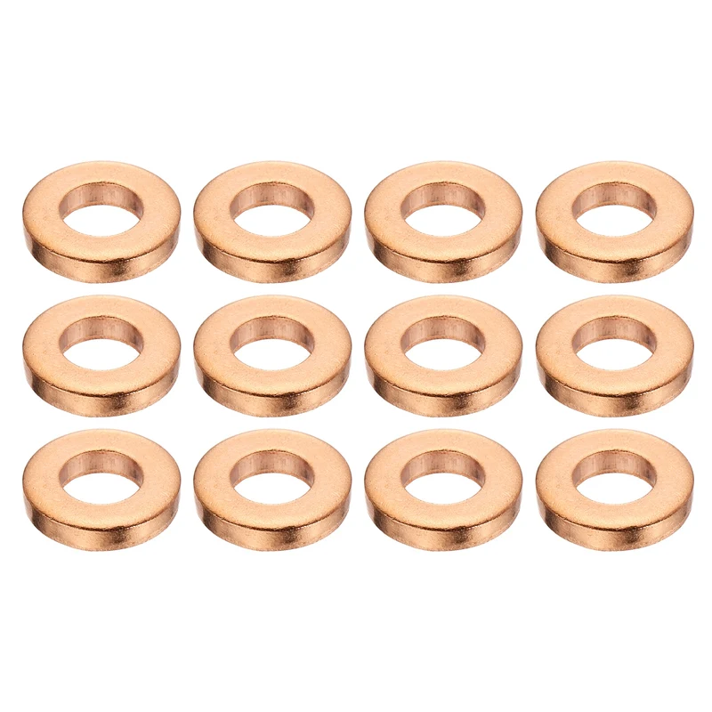 12 Pcs Flat Copper Washers, 5x10x2mm Copper Flat Sealing Crush Ring Washers