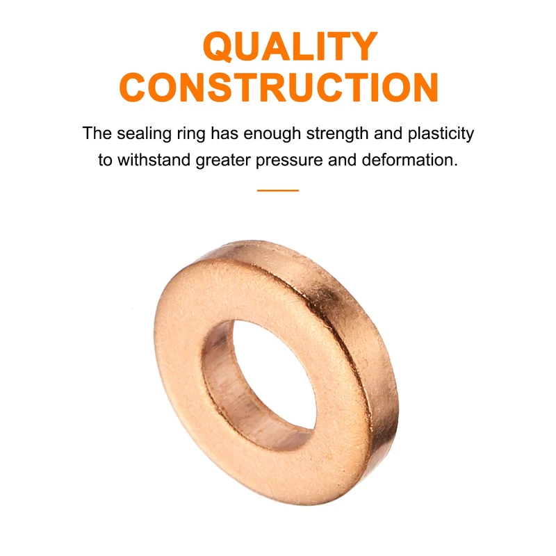 12 Pcs Flat Copper Washers, 5x10x2mm Copper Flat Sealing Crush Ring Washers