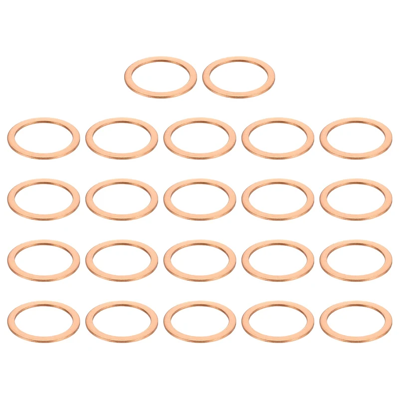 22 Pcs Flat Copper Washers, 40x50x2mm Copper Flat Sealing Crush Ring Washers