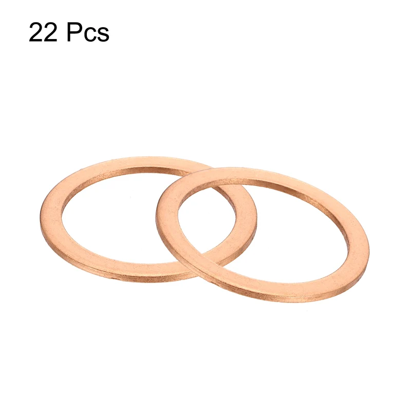22 Pcs Flat Copper Washers, 40x50x2mm Copper Flat Sealing Crush Ring Washers