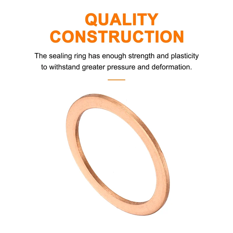 22 Pcs Flat Copper Washers, 40x50x2mm Copper Flat Sealing Crush Ring Washers