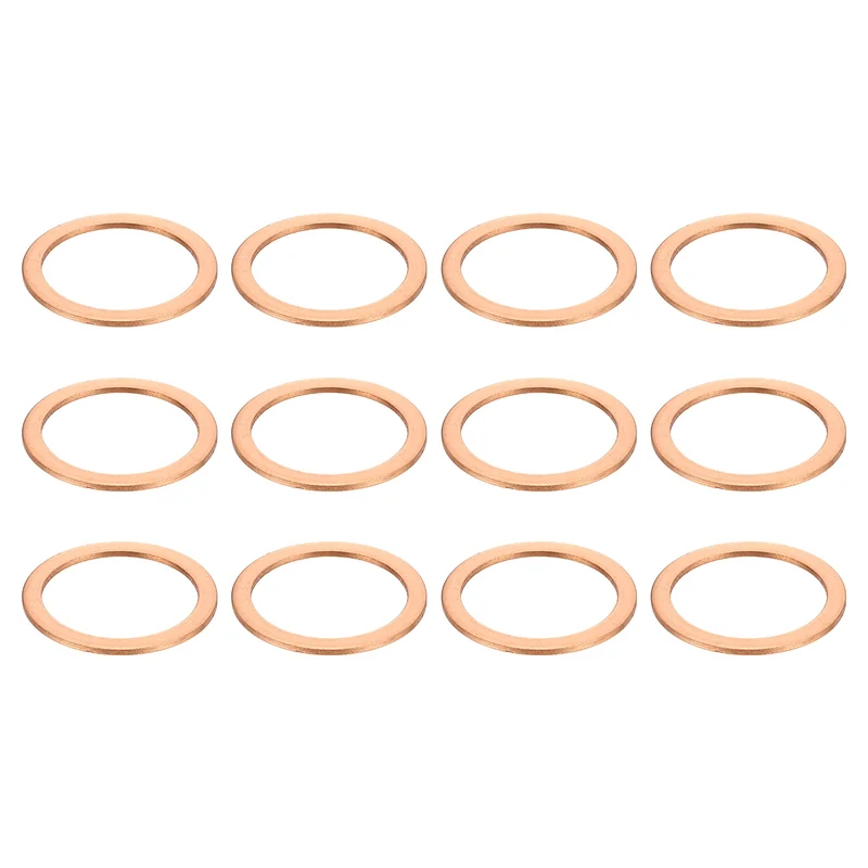 12 Pcs Flat Copper Washers, 40x50x2mm Copper Flat Sealing Crush Ring Washers