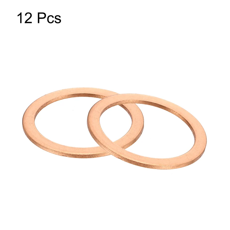 12 Pcs Flat Copper Washers, 40x50x2mm Copper Flat Sealing Crush Ring Washers